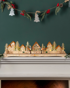 Balsam Hill houten kerstmanteldorp 8ZHB89 decoratie