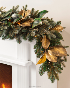 Balsam Hill verguld bladmagnoliagebladerte 8ZHB146 decoratie