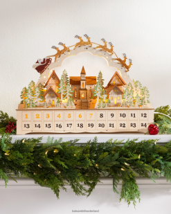 Balsam Hill verlichte houten Santa Express adventskalender 8ZHB228 decoratie
