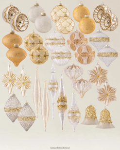 Balsam Hill zilveren en gouden glazen ornamentenset 8ZHB233 decoratie
